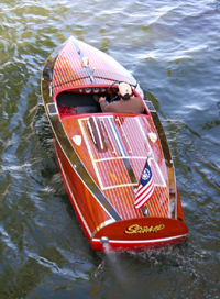 1940 16' Classic Chris Craft Special Race Boat Barrel Back in the lake