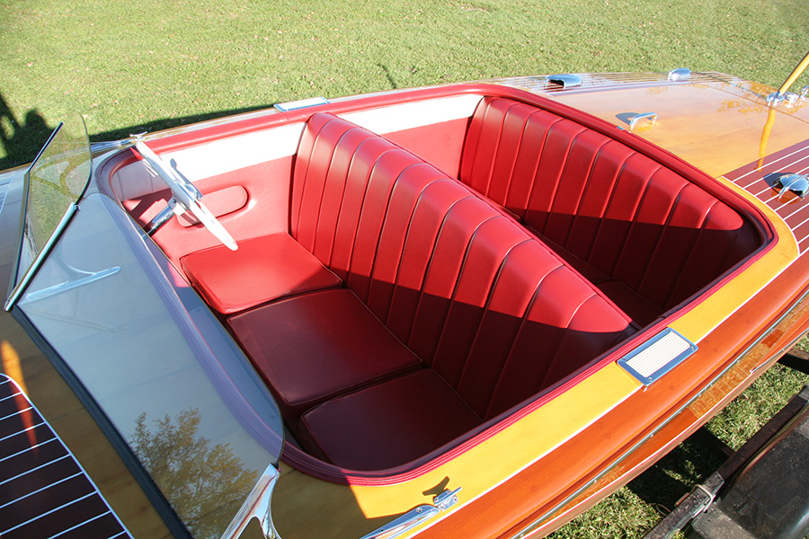 1950 Chris Craft Riviera red upholstery