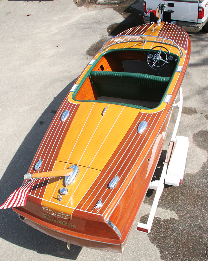 1956 19' Chris Craft Capri runabout - on trailer - rear view