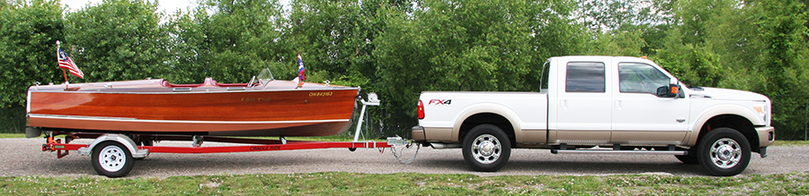 1937 19' Chris Craft custom runabout on trailer