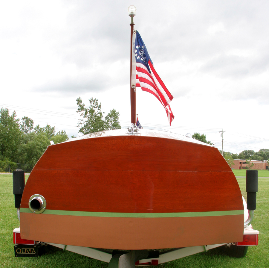 1938 19' Chris Craft Custom Runabout transom