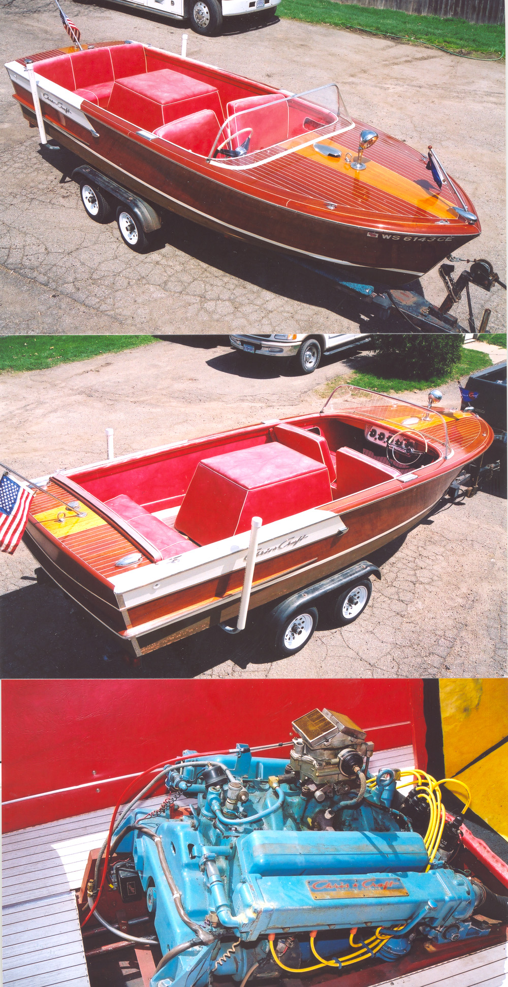 Classic boat with red interior