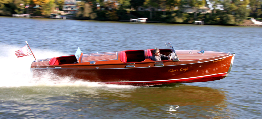 1937 25' Chris Craft Triple Cockpit in the water