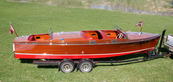 1937 25' Chris Craft Triple Cockpit Runabout starboard side view