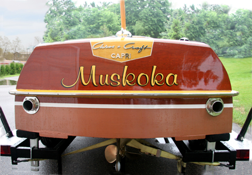 New gold leaf name on transom